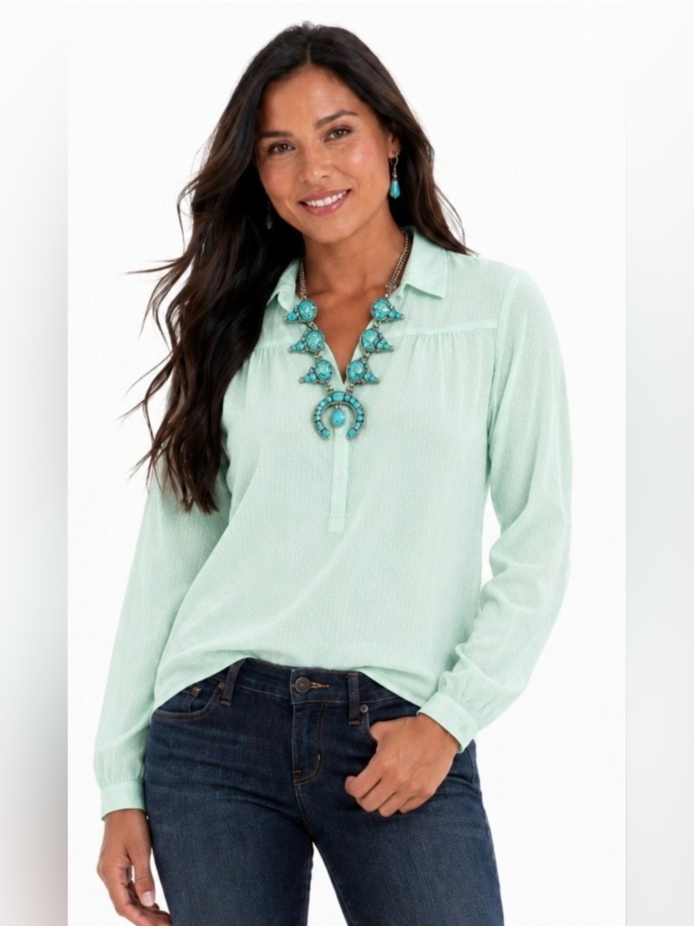 Women’s Aventura Clothing Camilla Long Sleeve Blouse S Mint Green